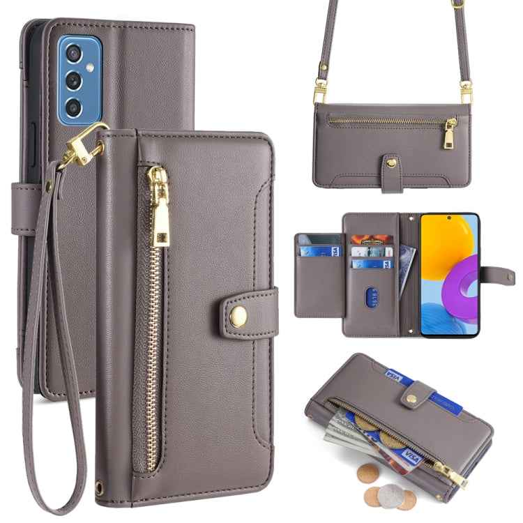 Sheep Texture Cross-body Zipper Wallet Leather Phone Case, For Samsung Galaxy A13 4G, For Samsung Galaxy M52 5G, For Samsung Galaxy S22+ 5G, For Samsung Galaxy S22 5G, For Samsung Galaxy A13 5G, For Samsung Galaxy A52 5G / 4G / A52s 5G                 ...