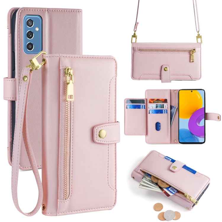 Sheep Texture Cross-body Zipper Wallet Leather Phone Case, For Samsung Galaxy A13 4G, For Samsung Galaxy M52 5G, For Samsung Galaxy S22+ 5G, For Samsung Galaxy S22 5G, For Samsung Galaxy A13 5G, For Samsung Galaxy A52 5G / 4G / A52s 5G                 ...