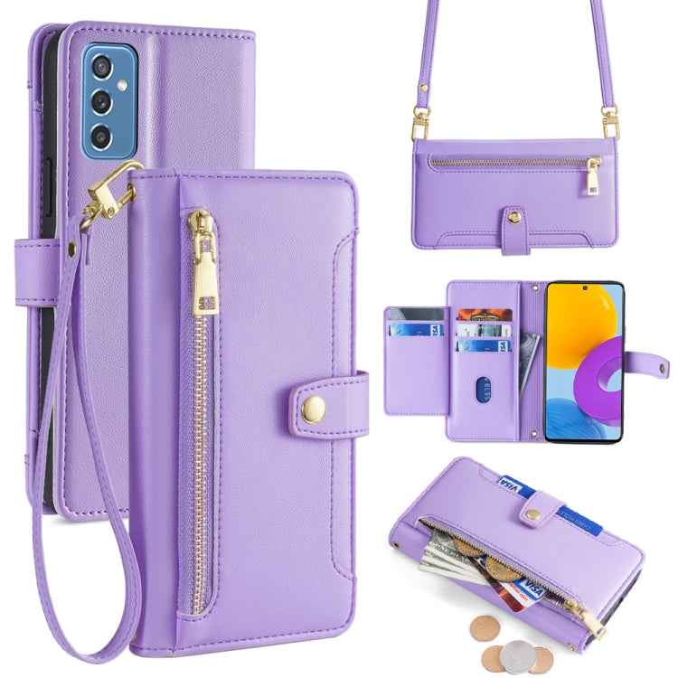 Sheep Texture Cross-body Zipper Wallet Leather Phone Case, For Samsung Galaxy A13 4G, For Samsung Galaxy M52 5G, For Samsung Galaxy S22+ 5G, For Samsung Galaxy S22 5G, For Samsung Galaxy A13 5G, For Samsung Galaxy A52 5G / 4G / A52s 5G                 ...