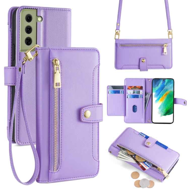 Sheep Texture Cross-body Zipper Wallet Leather Phone Case, For Samsung Galaxy A22 5G, For Samsung Galaxy S21 FE 5G, For Samsung Galaxy S21 5G, For Samsung Galaxy A32 4G, For Samsung Galaxy S21+ 5G, For Samsung Galaxy S21 Ultra 5G, For Samsung Galaxy A1...