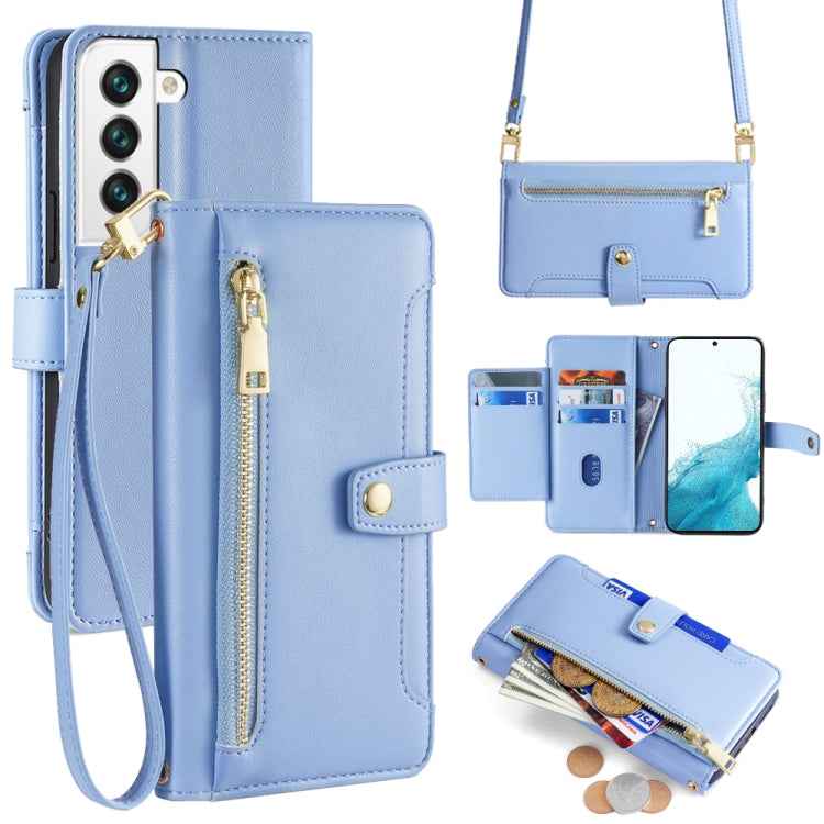 Sheep Texture Cross-body Zipper Wallet Leather Phone Case, For Samsung Galaxy A13 4G, For Samsung Galaxy M52 5G, For Samsung Galaxy S22+ 5G, For Samsung Galaxy S22 5G, For Samsung Galaxy A13 5G, For Samsung Galaxy A52 5G / 4G / A52s 5G                 ...