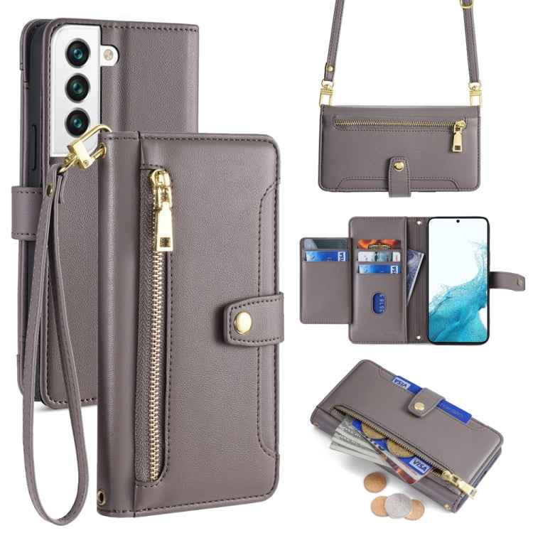 Sheep Texture Cross-body Zipper Wallet Leather Phone Case, For Samsung Galaxy A13 4G, For Samsung Galaxy M52 5G, For Samsung Galaxy S22+ 5G, For Samsung Galaxy S22 5G, For Samsung Galaxy A13 5G, For Samsung Galaxy A52 5G / 4G / A52s 5G                 ...