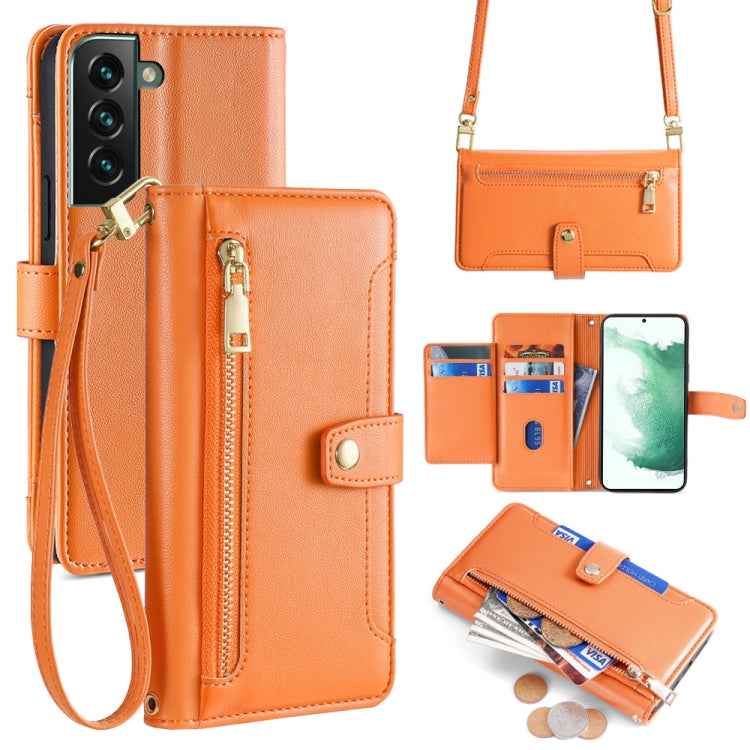 Sheep Texture Cross-body Zipper Wallet Leather Phone Case, For Samsung Galaxy A13 4G, For Samsung Galaxy M52 5G, For Samsung Galaxy S22+ 5G, For Samsung Galaxy S22 5G, For Samsung Galaxy A13 5G, For Samsung Galaxy A52 5G / 4G / A52s 5G                 ...