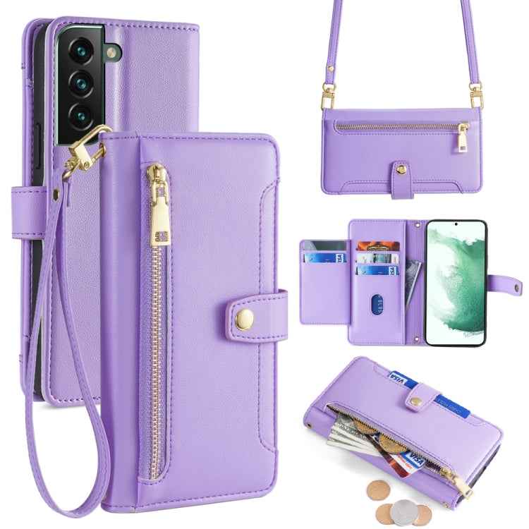 Sheep Texture Cross-body Zipper Wallet Leather Phone Case, For Samsung Galaxy A13 4G, For Samsung Galaxy M52 5G, For Samsung Galaxy S22+ 5G, For Samsung Galaxy S22 5G, For Samsung Galaxy A13 5G, For Samsung Galaxy A52 5G / 4G / A52s 5G                 ...