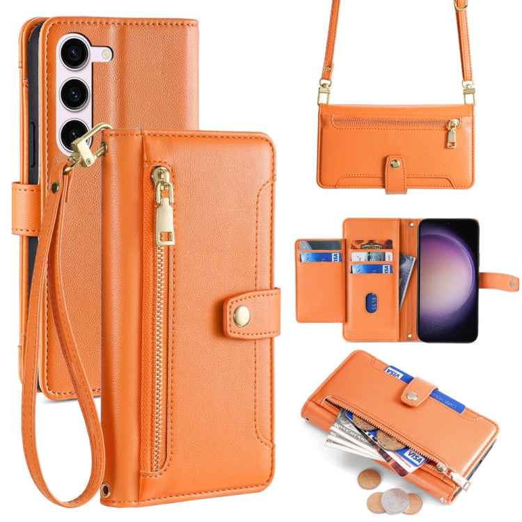 Sheep Texture Cross-body Zipper Wallet Leather Phone Case, For Samsung Galaxy M34 5G / F34 5G, For Samsung Galaxy S23 FE 5G, For Samsung Galaxy M54 5G, For Samsung Galaxy F14 5G, For Samsung Galaxy A34 5G, For Samsung Galaxy A54 5G                     ...