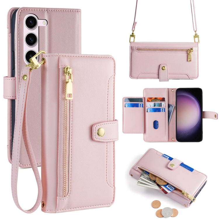 Sheep Texture Cross-body Zipper Wallet Leather Phone Case, For Samsung Galaxy M34 5G / F34 5G, For Samsung Galaxy S23 FE 5G, For Samsung Galaxy M54 5G, For Samsung Galaxy F14 5G, For Samsung Galaxy A34 5G, For Samsung Galaxy A54 5G                     ...