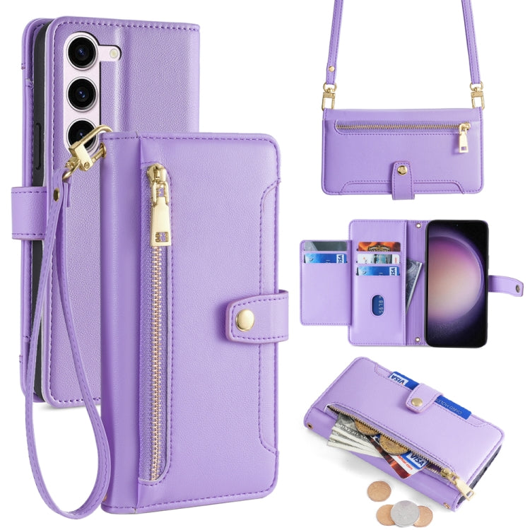 Sheep Texture Cross-body Zipper Wallet Leather Phone Case, For Samsung Galaxy M34 5G / F34 5G, For Samsung Galaxy S23 FE 5G, For Samsung Galaxy M54 5G, For Samsung Galaxy F14 5G, For Samsung Galaxy A34 5G, For Samsung Galaxy A54 5G                     ...