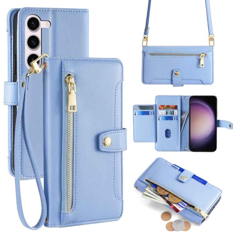 Sheep Texture Cross-body Zipper Wallet Leather Phone Case, For Samsung Galaxy M55 5G, For Samsung Galaxy M15, For Samsung Galaxy Xcover 7 5G, For Samsung Galaxy S24 Ultra 5G, For Samsung Galaxy S24+ 5G, For Samsung Galaxy S24 5G, For Samsung Galaxy A05...