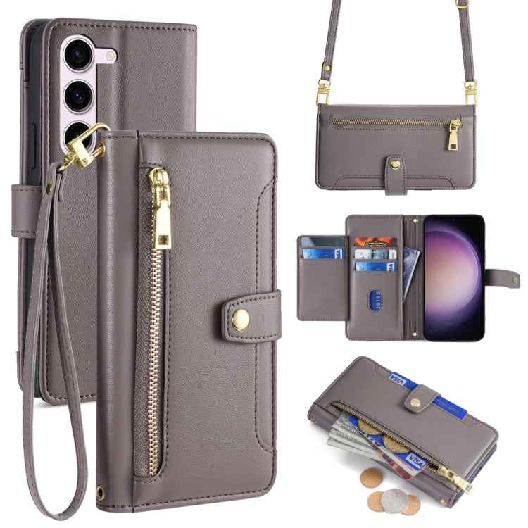 Sheep Texture Cross-body Zipper Wallet Leather Phone Case, For Samsung Galaxy M55 5G, For Samsung Galaxy M15, For Samsung Galaxy Xcover 7 5G, For Samsung Galaxy S24 Ultra 5G, For Samsung Galaxy S24+ 5G, For Samsung Galaxy S24 5G, For Samsung Galaxy A05...