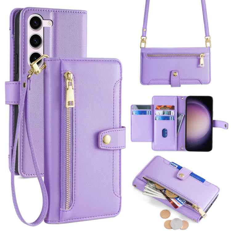 Sheep Texture Cross-body Zipper Wallet Leather Phone Case, For Samsung Galaxy M55 5G, For Samsung Galaxy M15, For Samsung Galaxy Xcover 7 5G, For Samsung Galaxy S24 Ultra 5G, For Samsung Galaxy S24+ 5G, For Samsung Galaxy S24 5G, For Samsung Galaxy A05...