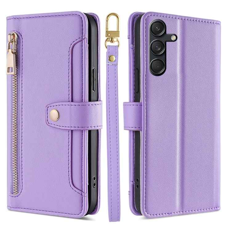 Sheep Texture Cross-body Zipper Wallet Leather Phone Case, For Samsung Galaxy M55 5G, For Samsung Galaxy M15, For Samsung Galaxy Xcover 7 5G, For Samsung Galaxy S24 Ultra 5G, For Samsung Galaxy S24+ 5G, For Samsung Galaxy S24 5G, For Samsung Galaxy A05...
