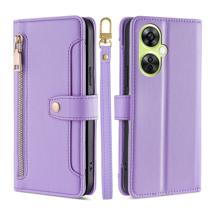 Sheep Texture Cross-body Zipper Wallet Leather Phone Case, For OnePlus Ace 3V 5G, For OnePlus Nord CE4, For OnePlus Ace 2 Pro, For OnePlus Nord CE3 5G, For OnePlus Nord CE 3 Lite 5G