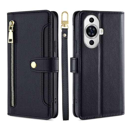 Sheep Texture Cross-body Zipper Wallet Leather Phone Case, For Huawei nova 11 4G