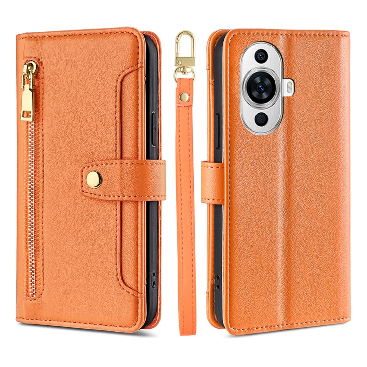 Sheep Texture Cross-body Zipper Wallet Leather Phone Case