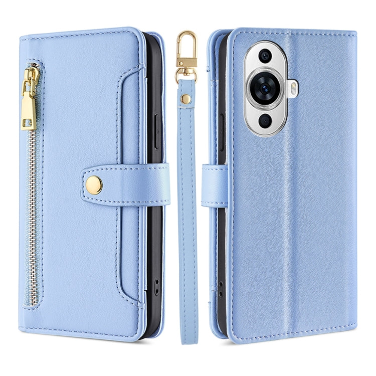 Sheep Texture Cross-body Zipper Wallet Leather Phone Case