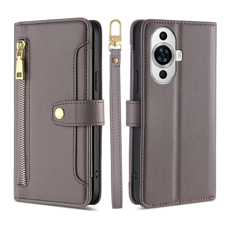 Sheep Texture Cross-body Zipper Wallet Leather Phone Case
