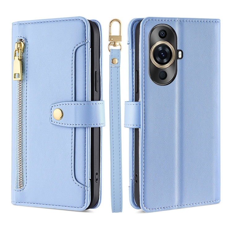Sheep Texture Cross-body Zipper Wallet Leather Phone Case