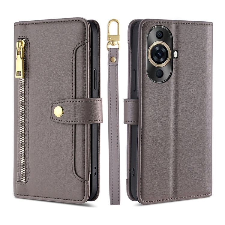 Sheep Texture Cross-body Zipper Wallet Leather Phone Case