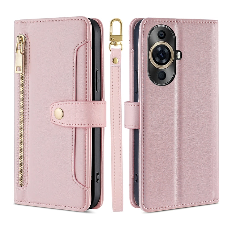 Sheep Texture Cross-body Zipper Wallet Leather Phone Case