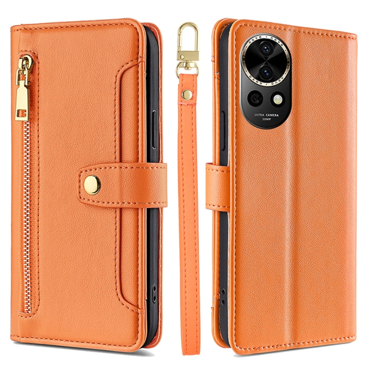 Sheep Texture Cross-body Zipper Wallet Leather Phone Case
