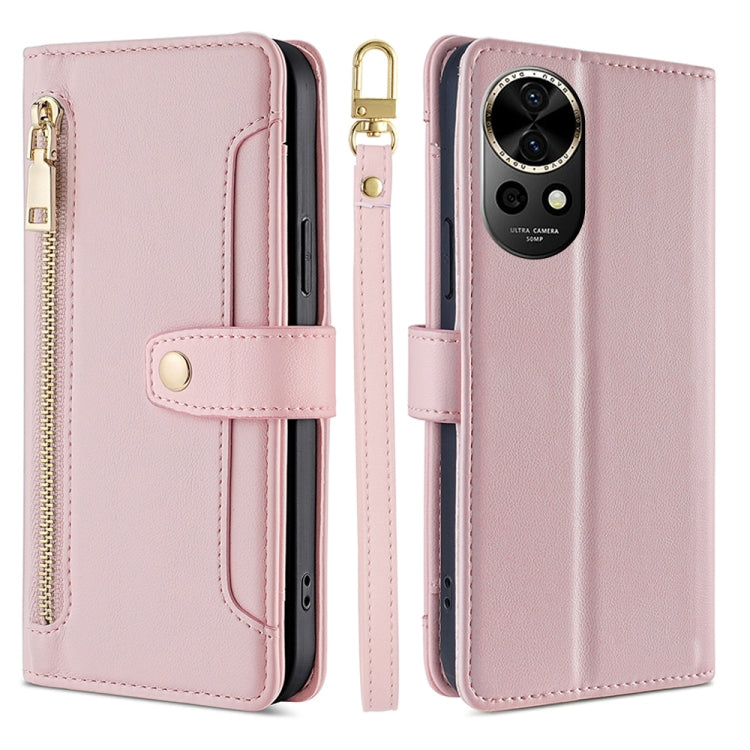 Sheep Texture Cross-body Zipper Wallet Leather Phone Case