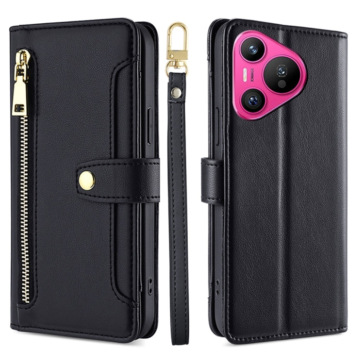 Sheep Texture Cross-body Zipper Wallet Leather Phone Case