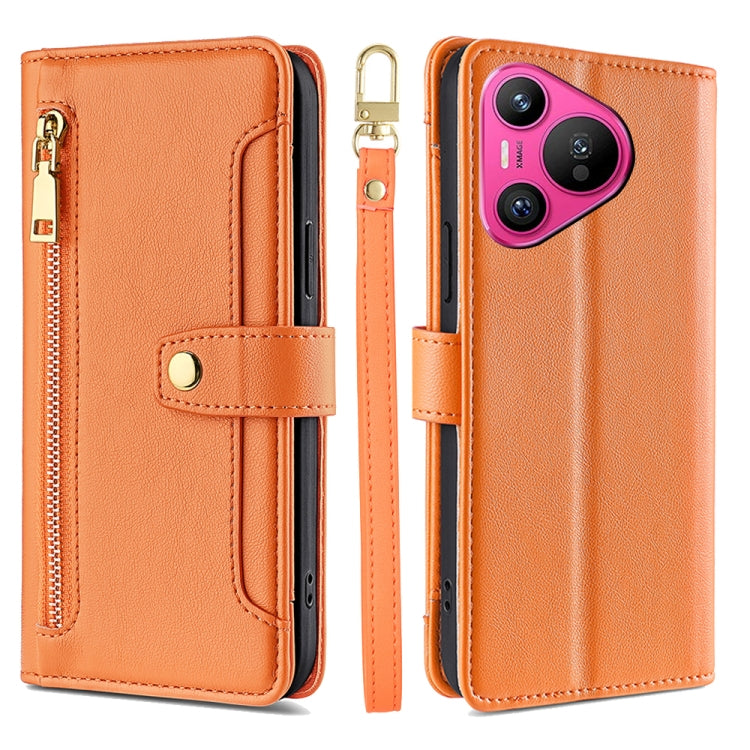 Sheep Texture Cross-body Zipper Wallet Leather Phone Case