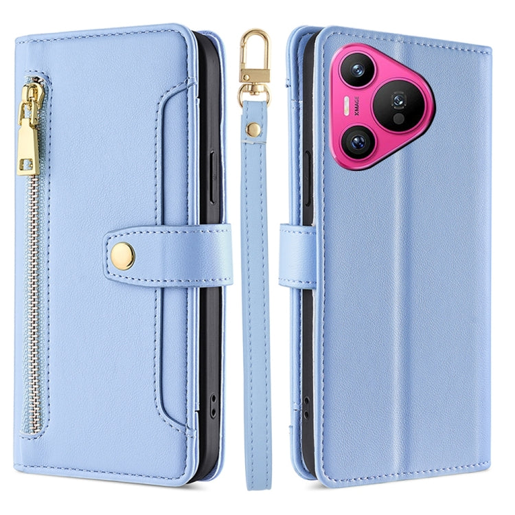 Sheep Texture Cross-body Zipper Wallet Leather Phone Case