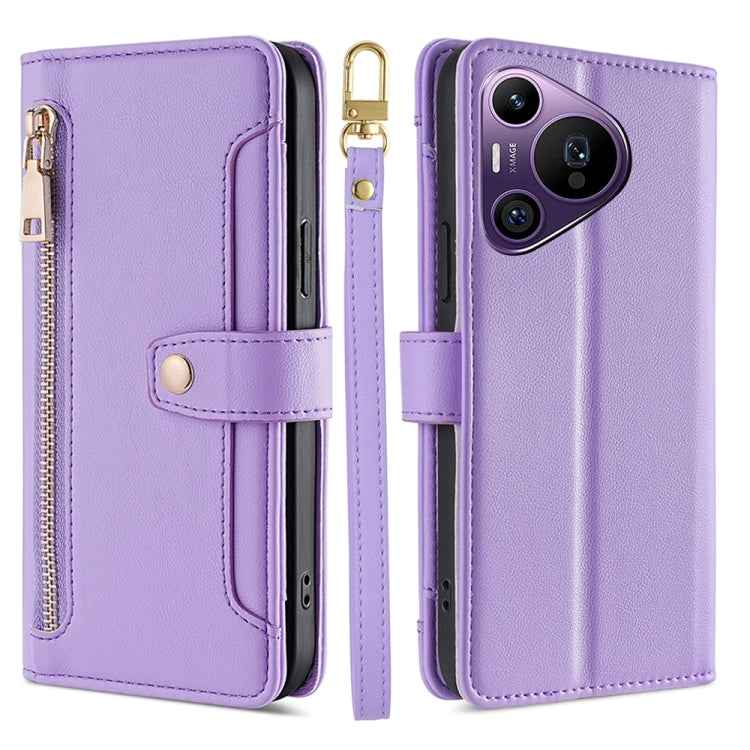 Sheep Texture Cross-body Zipper Wallet Leather Phone Case, For Huawei nova 14 Pro 5G, For Huawei nova 14 5G, For Huawei Pura 70 Pro / 70 Pro+ 5G, For Huawei Pura 70 Ultra 5G, For Huawei nova 12i 4G, For Huawei Pura 70 5G, For Huawei nova 12 5G         ...