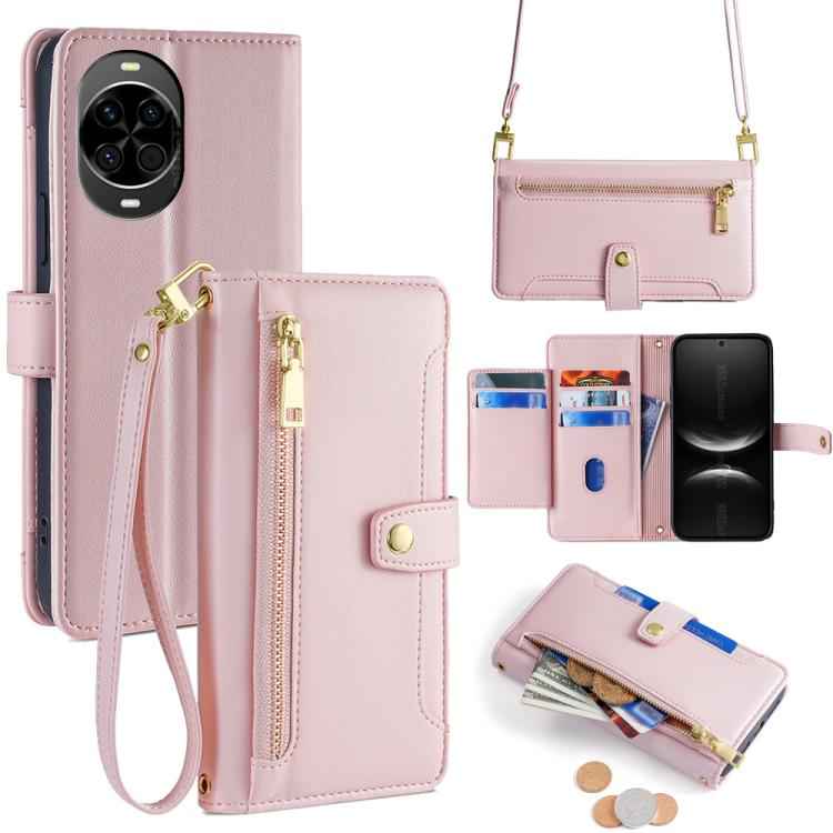 Sheep Texture Cross-body Zipper Wallet Leather Phone Case, For Huawei nova 14 Pro 5G, For Huawei nova 14 5G, For Huawei Pura 70 Pro / 70 Pro+ 5G, For Huawei Pura 70 Ultra 5G, For Huawei nova 12i 4G, For Huawei Pura 70 5G, For Huawei nova 12 5G         ...