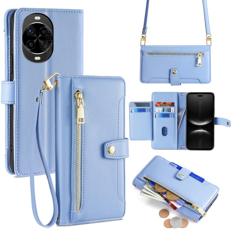 Sheep Texture Cross-body Zipper Wallet Leather Phone Case, For Huawei Pura 80 5G, For Huawei nova 14 Ultra 5G, For Huawei nova 14 Pro 5G, For Huawei nova 14 5G, For Huawei Pura 70 Pro / 70 Pro+ 5G, For Huawei Pura 70 Ultra 5G, For Huawei nova 12i 4G   ...