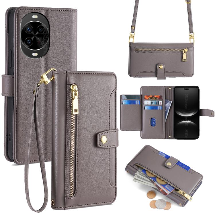 Sheep Texture Cross-body Zipper Wallet Leather Phone Case, For Huawei Pura 80 5G, For Huawei nova 14 Ultra 5G, For Huawei nova 14 Pro 5G, For Huawei nova 14 5G, For Huawei Pura 70 Pro / 70 Pro+ 5G, For Huawei Pura 70 Ultra 5G, For Huawei nova 12i 4G   ...