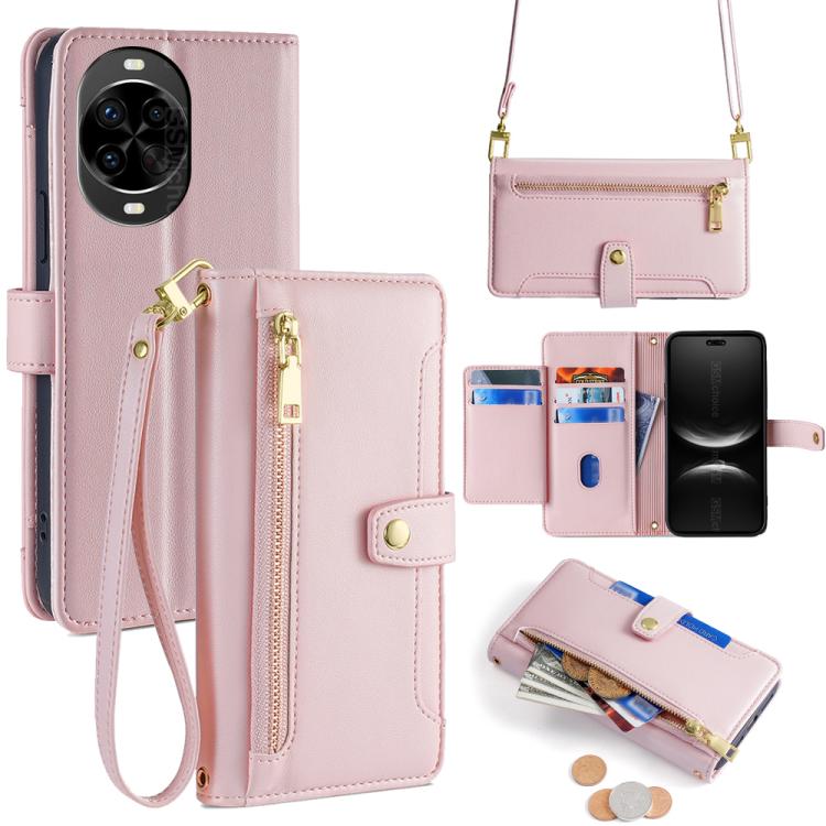Sheep Texture Cross-body Zipper Wallet Leather Phone Case, For Huawei Pura 80 5G, For Huawei nova 14 Ultra 5G, For Huawei nova 14 Pro 5G, For Huawei nova 14 5G, For Huawei Pura 70 Pro / 70 Pro+ 5G, For Huawei Pura 70 Ultra 5G, For Huawei nova 12i 4G   ...