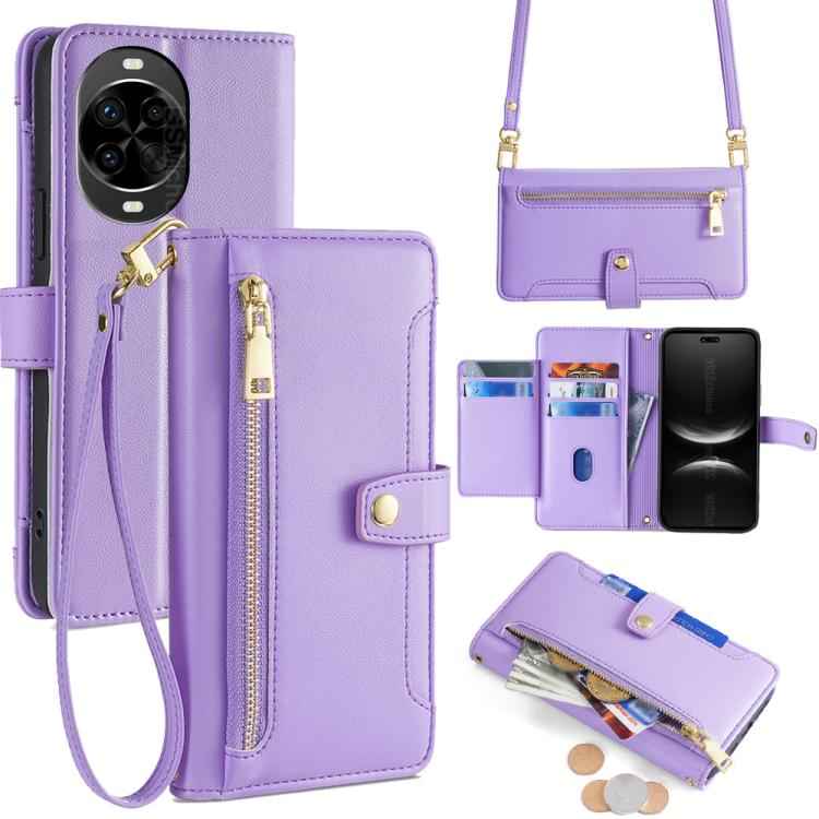 Sheep Texture Cross-body Zipper Wallet Leather Phone Case, For Huawei nova 14 Pro 5G, For Huawei nova 14 5G, For Huawei Pura 70 Pro / 70 Pro+ 5G, For Huawei Pura 70 Ultra 5G, For Huawei nova 12i 4G, For Huawei Pura 70 5G, For Huawei nova 12 5G         ...