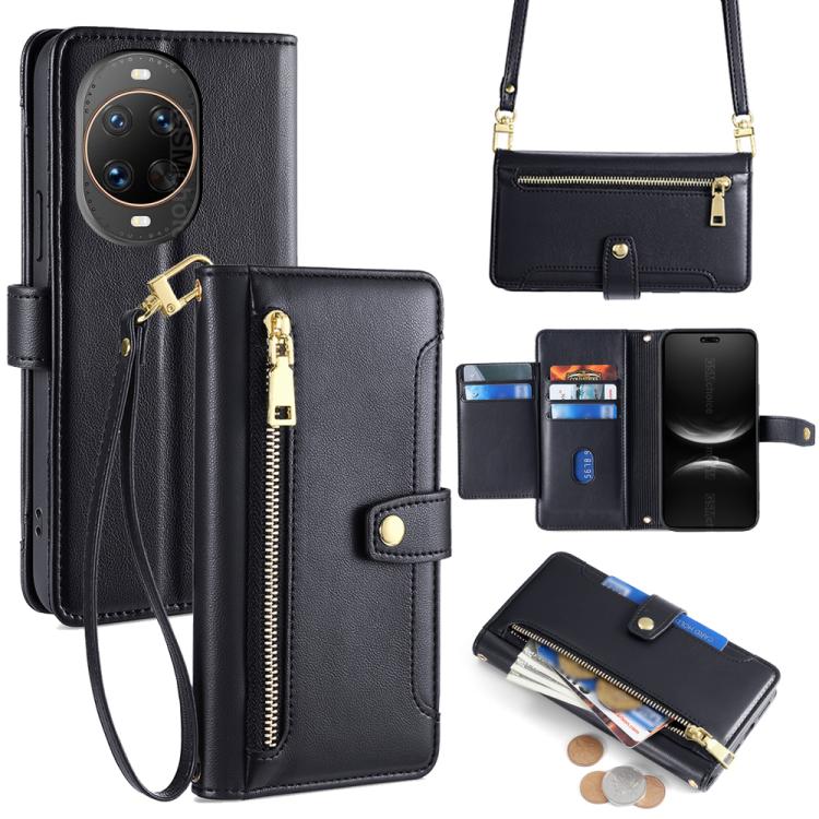 Sheep Texture Cross-body Zipper Wallet Leather Phone Case, For Huawei Pura 80 5G, For Huawei nova 14 Ultra 5G, For Huawei nova 14 Pro 5G, For Huawei nova 14 5G, For Huawei Pura 70 Pro / 70 Pro+ 5G, For Huawei Pura 70 Ultra 5G, For Huawei nova 12i 4G   ...