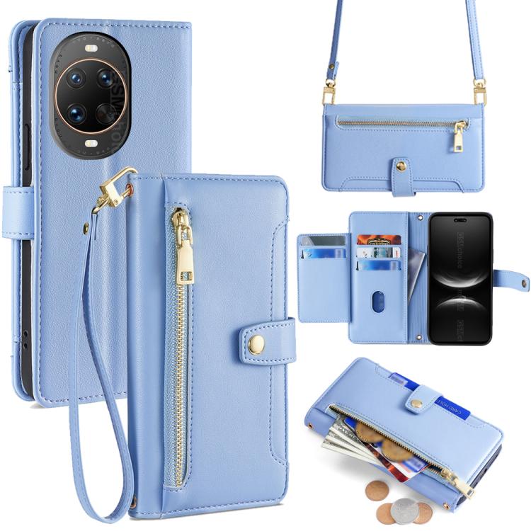 Sheep Texture Cross-body Zipper Wallet Leather Phone Case, For Huawei Pura 80 5G, For Huawei nova 14 Ultra 5G, For Huawei nova 14 Pro 5G, For Huawei nova 14 5G, For Huawei Pura 70 Pro / 70 Pro+ 5G, For Huawei Pura 70 Ultra 5G, For Huawei nova 12i 4G   ...