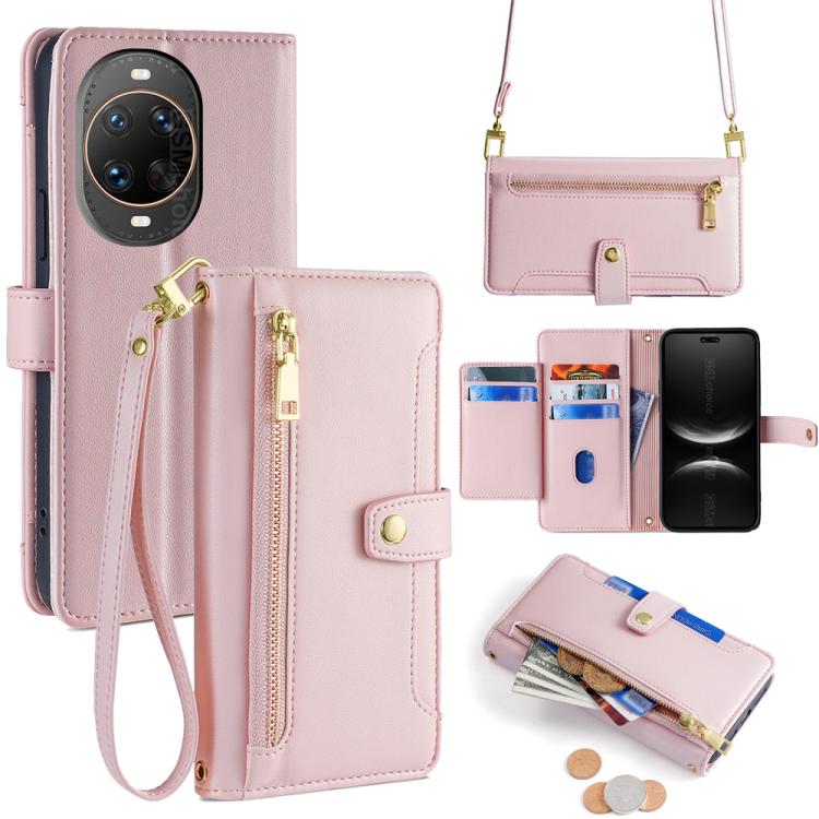 Sheep Texture Cross-body Zipper Wallet Leather Phone Case, For Huawei Pura 80 5G, For Huawei nova 14 Ultra 5G, For Huawei nova 14 Pro 5G, For Huawei nova 14 5G, For Huawei Pura 70 Pro / 70 Pro+ 5G, For Huawei Pura 70 Ultra 5G, For Huawei nova 12i 4G   ...