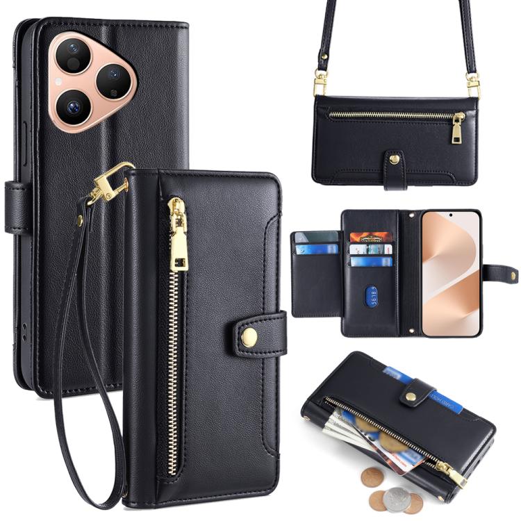 Sheep Texture Cross-body Zipper Wallet Leather Phone Case, For Huawei Pura 80 5G, For Huawei nova 14 Ultra 5G, For Huawei nova 14 Pro 5G, For Huawei nova 14 5G, For Huawei Pura 70 Pro / 70 Pro+ 5G, For Huawei Pura 70 Ultra 5G, For Huawei nova 12i 4G   ...