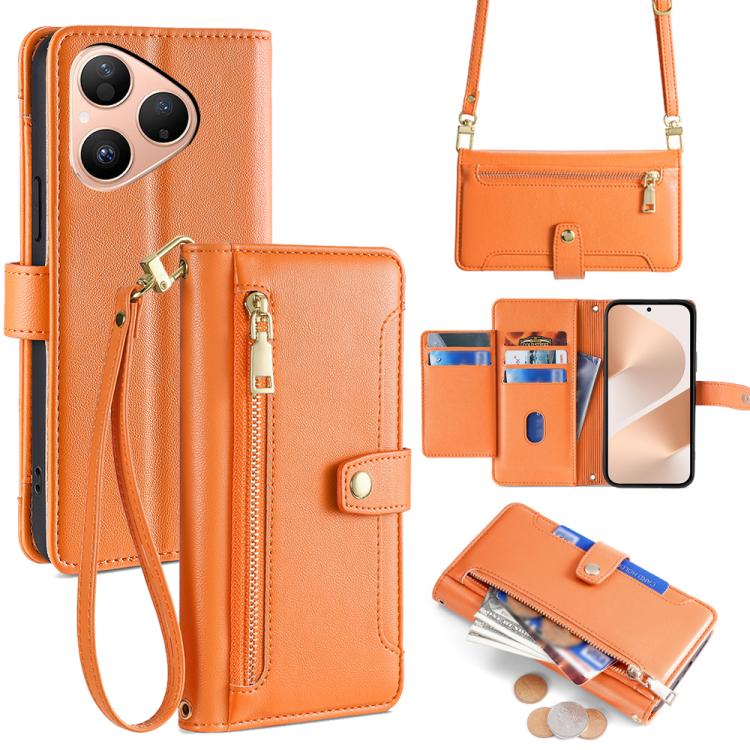 Sheep Texture Cross-body Zipper Wallet Leather Phone Case, For Huawei Pura 80 5G, For Huawei nova 14 Ultra 5G, For Huawei nova 14 Pro 5G, For Huawei nova 14 5G, For Huawei Pura 70 Pro / 70 Pro+ 5G, For Huawei Pura 70 Ultra 5G, For Huawei nova 12i 4G   ...