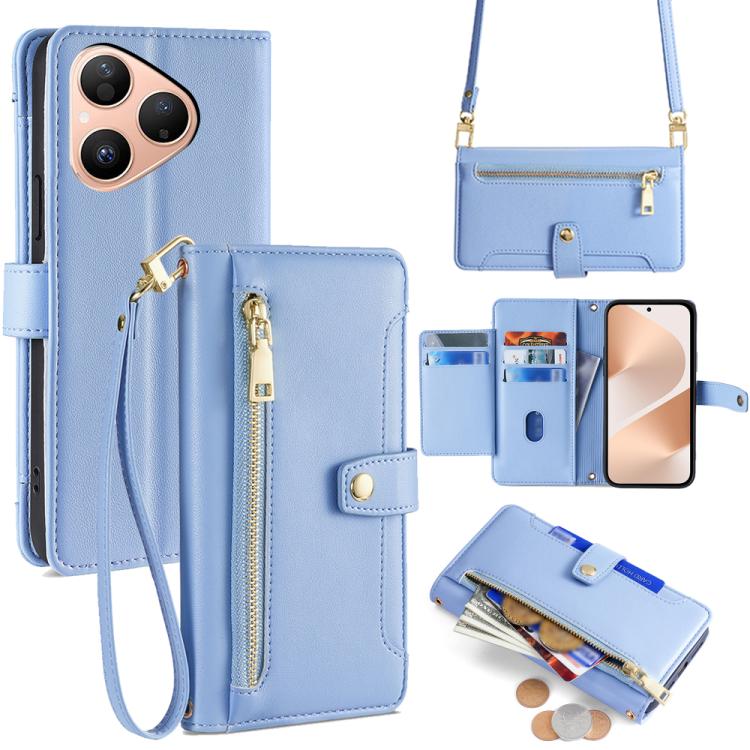 Sheep Texture Cross-body Zipper Wallet Leather Phone Case, For Huawei Pura 80 5G, For Huawei nova 14 Ultra 5G, For Huawei nova 14 Pro 5G, For Huawei nova 14 5G, For Huawei Pura 70 Pro / 70 Pro+ 5G, For Huawei Pura 70 Ultra 5G, For Huawei nova 12i 4G   ...