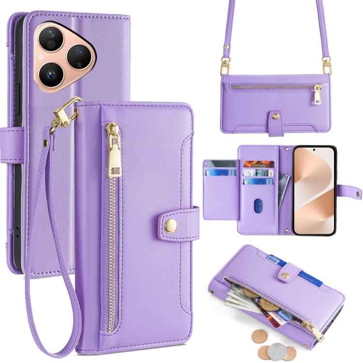 Sheep Texture Cross-body Zipper Wallet Leather Phone Case, For Huawei nova 15 Ultra, For Huawei nova 15 Pro, For Huawei nova 15, For Huawei Mate 80 Pro Max 5G, For Huawei Mate 80 5G, For Huawei Maimang 40 5G, For Huawei Pura 80 5G                      ...