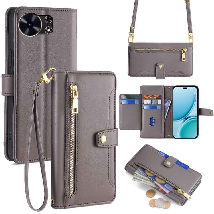 Sheep Texture Cross-body Zipper Wallet Leather Phone Case, For Huawei nova 15 Ultra, For Huawei nova 15 Pro, For Huawei nova 15, For Huawei Mate 80 Pro Max 5G, For Huawei Mate 80 5G, For Huawei Maimang 40 5G, For Huawei Pura 80 5G                      ...