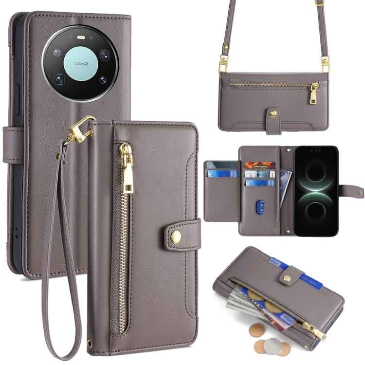 Sheep Texture Cross-body Zipper Wallet Leather Phone Case, For Huawei nova 15 Ultra, For Huawei nova 15 Pro, For Huawei nova 15, For Huawei Mate 80 Pro Max 5G, For Huawei Mate 80 5G, For Huawei Maimang 40 5G, For Huawei Pura 80 5G                      ...