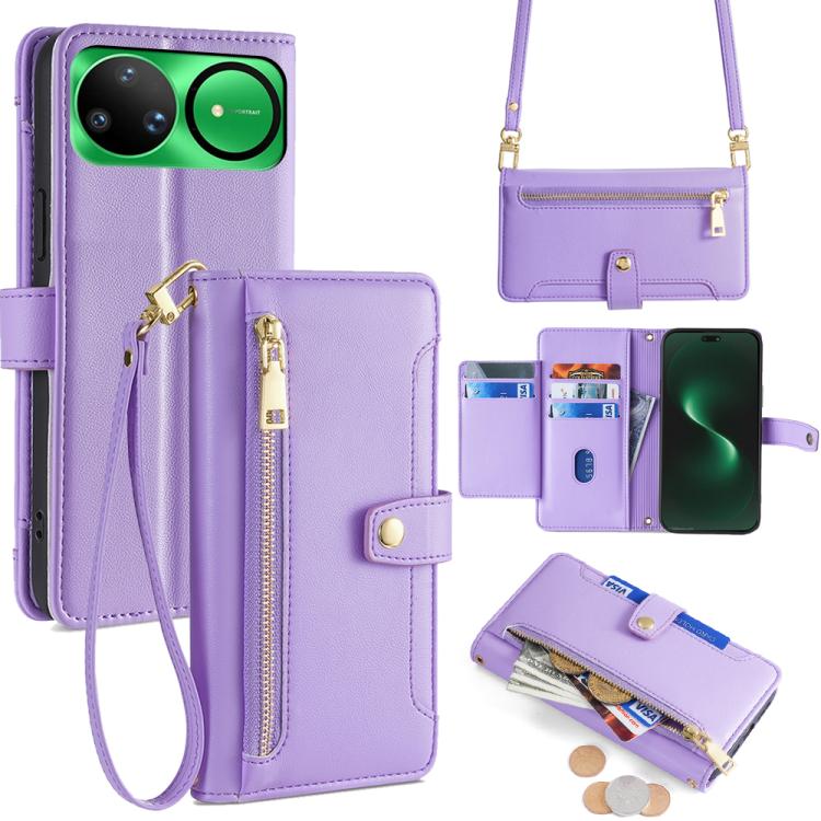 Sheep Texture Cross-body Zipper Wallet Leather Phone Case, For Huawei Enjoy 90 Pro Max 5G, For Huawei Enjoy 90 Plus 5G, For Huawei nova 15 Ultra, For Huawei nova 15 Pro, For Huawei nova 15, For Huawei Mate 80 Pro Max 5G, For Huawei Mate 80 5G          ...
