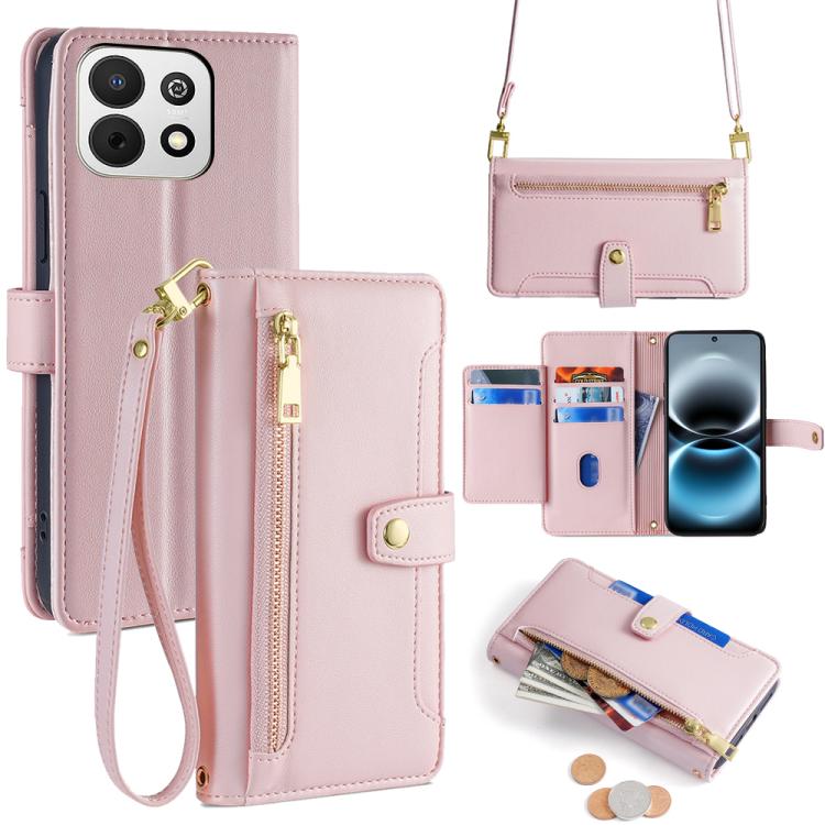 Sheep Texture Cross-body Zipper Wallet Leather Phone Case, For Huawei Enjoy 90 Pro Max 5G, For Huawei Enjoy 90 Plus 5G, For Huawei nova 15 Ultra, For Huawei nova 15 Pro, For Huawei nova 15, For Huawei Mate 80 Pro Max 5G, For Huawei Mate 80 5G          ...
