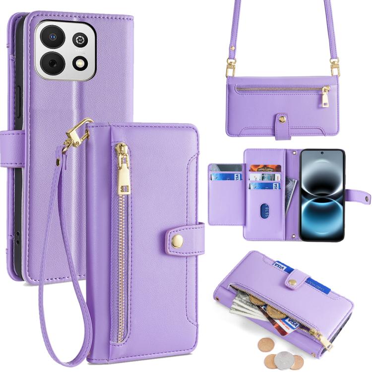 Sheep Texture Cross-body Zipper Wallet Leather Phone Case, For Huawei Enjoy 90 Pro Max 5G, For Huawei Enjoy 90 Plus 5G, For Huawei nova 15 Ultra, For Huawei nova 15 Pro, For Huawei nova 15, For Huawei Mate 80 Pro Max 5G, For Huawei Mate 80 5G          ...