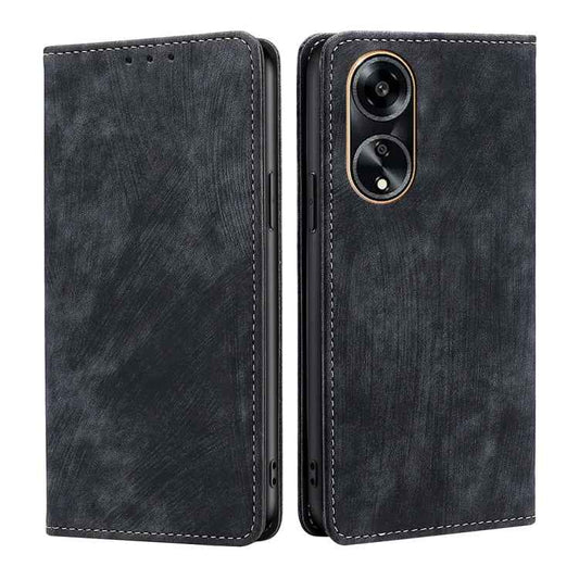 RFID Anti-theft Brush Magnetic Leather Phone Case, For OPPO A1 5G, For OPPO A79 5G