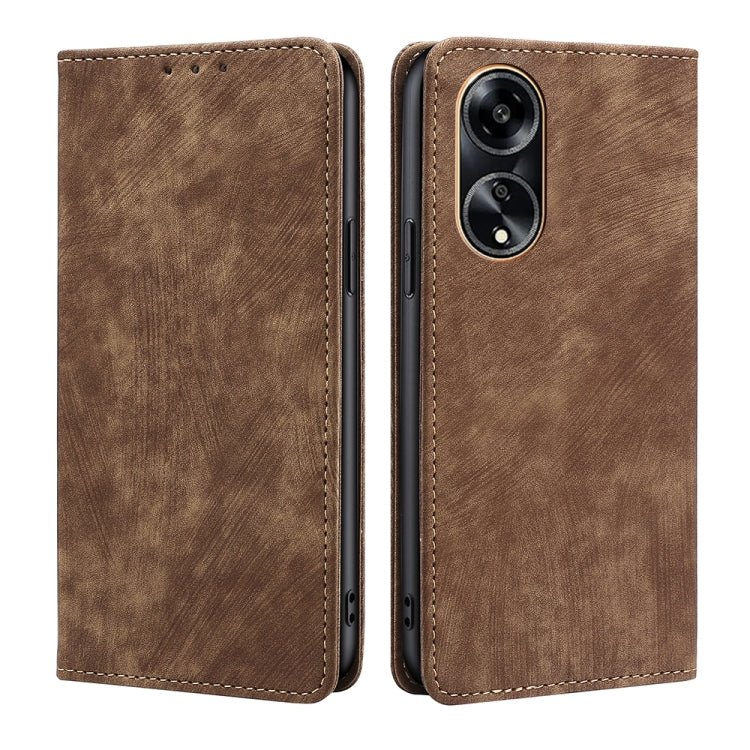 RFID Anti-theft Brush Magnetic Leather Phone Case, For OPPO A38 4G / A18 4G, For OPPO A2 Pro 5G, For OPPO A58 4G, For OPPO Reno10 5G / Reno10 Pro 5G Global, For OPPO A78 4G, For OPPO Reno10 Pro+ 5G, For OPPO A1 5G, For OPPO A79 5G