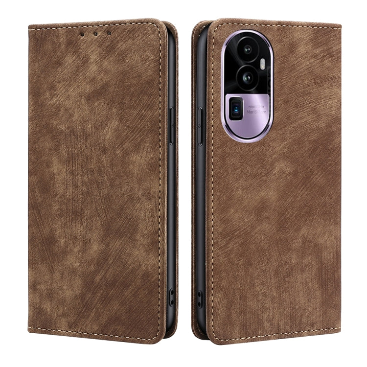 RFID Anti-theft Brush Magnetic Leather Phone Case, For OPPO A38 4G / A18 4G, For OPPO A2 Pro 5G, For OPPO A58 4G, For OPPO Reno10 5G / Reno10 Pro 5G Global, For OPPO A78 4G, For OPPO Reno10 Pro+ 5G, For OPPO A1 5G, For OPPO A79 5G