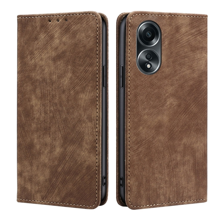 RFID Anti-theft Brush Magnetic Leather Phone Case, For OPPO A38 4G / A18 4G, For OPPO A2 Pro 5G, For OPPO A58 4G, For OPPO Reno10 5G / Reno10 Pro 5G Global, For OPPO A78 4G, For OPPO Reno10 Pro+ 5G, For OPPO A1 5G, For OPPO A79 5G